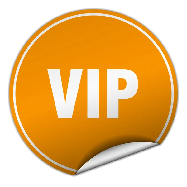Vip round orange sticker isolated on white — Stock Vector