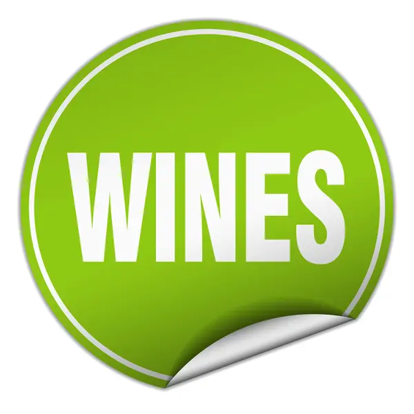 Wines round green sticker isolated on white — Stock Vector