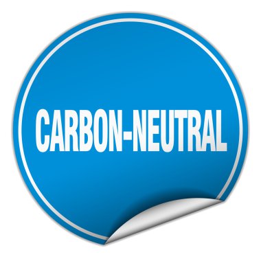 carbon-neutral round blue sticker isolated on white clipart