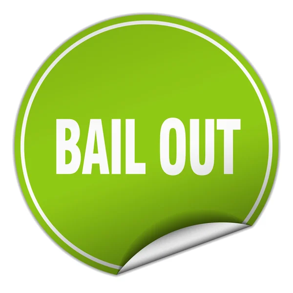 Bail out round green sticker isolated on white — Stock Vector