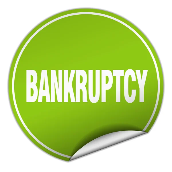 Bankruptcy round green sticker isolated on white — Stock Vector