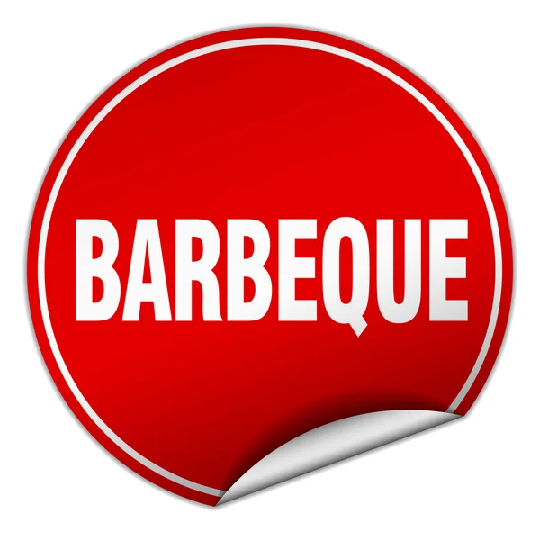 Barbeque round red sticker isolated on white — Stock Vector