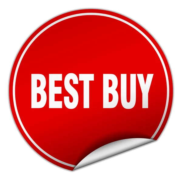 Meilleur acheter autocollant rond rouge isolé sur blanc — Image vectorielle