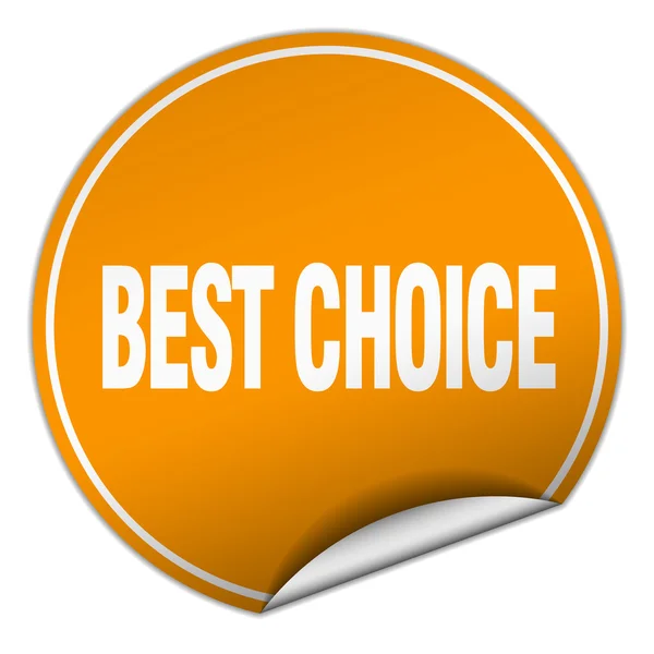 Melhor escolha rodada adesivo laranja isolado no branco — Vetor de Stock