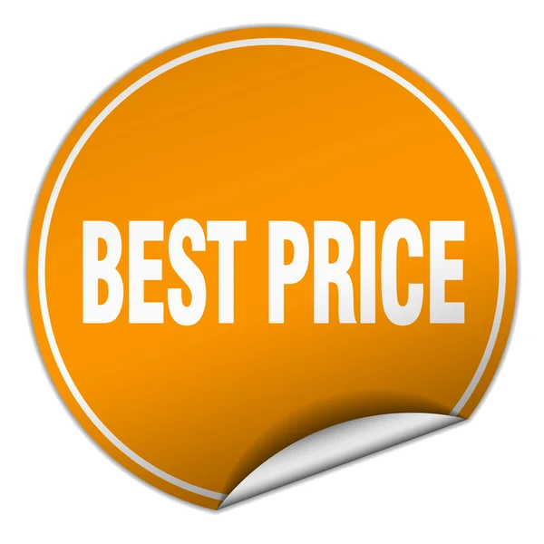 Turuncu etiket üzerinde beyaz izole yuvarlak en iyi fiyat — Stok Vektör