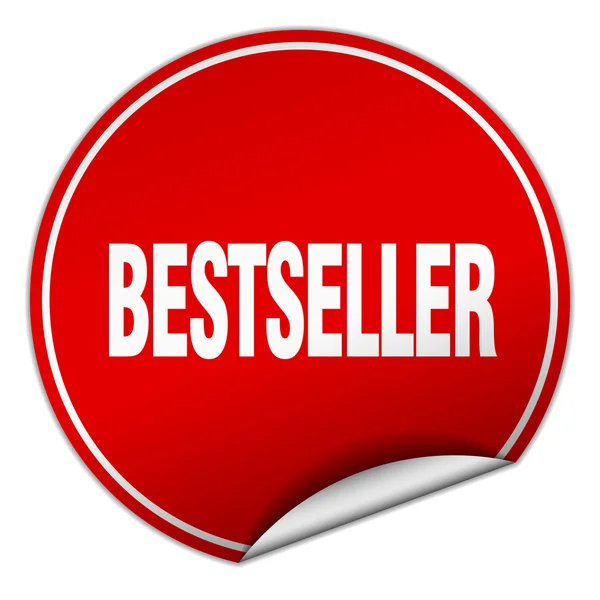 Bestseller kerek piros matrica, elszigetelt fehér — Stock Vector