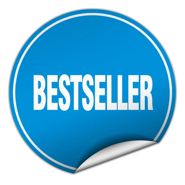 Best-seller autocollant rond bleu isolé sur blanc — Image vectorielle