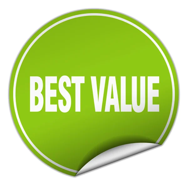Mejor valor ronda etiqueta engomada verde aislado en blanco — Vector de stock