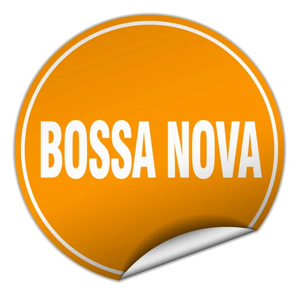 Босса-нова круглая оранжевая наклейка, изолированная на белом — стоковый вектор