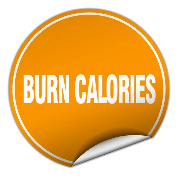 Burn calories round orange sticker isolated on white — Stock Vector