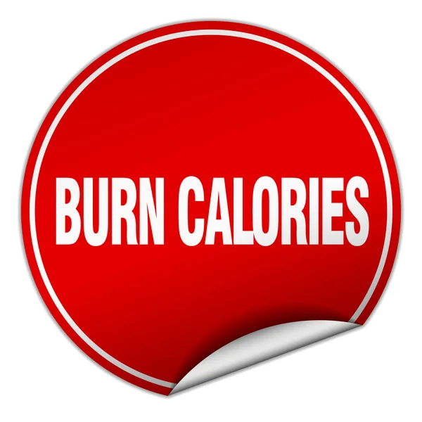 Burn calories round red sticker isolated on white — Stock Vector