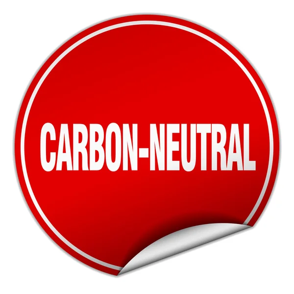 Etiqueta engomada roja redonda neutra en carbono aislada en blanco — Vector de stock