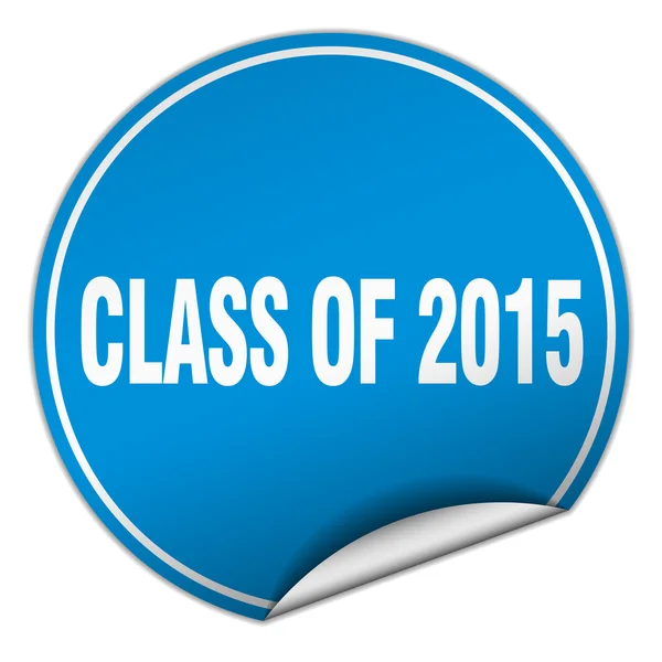 Klasa 2015 okrągły niebieski naklejki na białym tle — Wektor stockowy