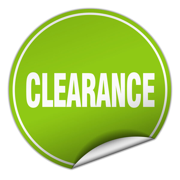 clearance round green sticker isolated on white