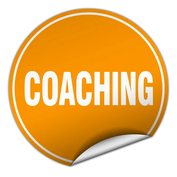 Coaching round orange sticker isolated on white — Stock Vector