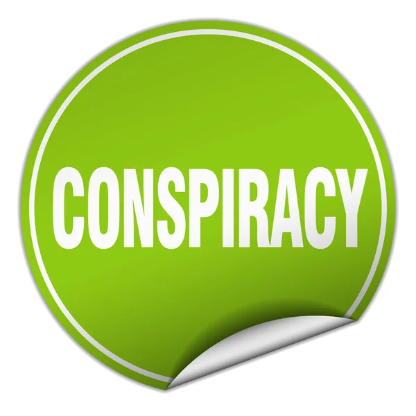 Conspiracy round green sticker isolated on white — Stock Vector