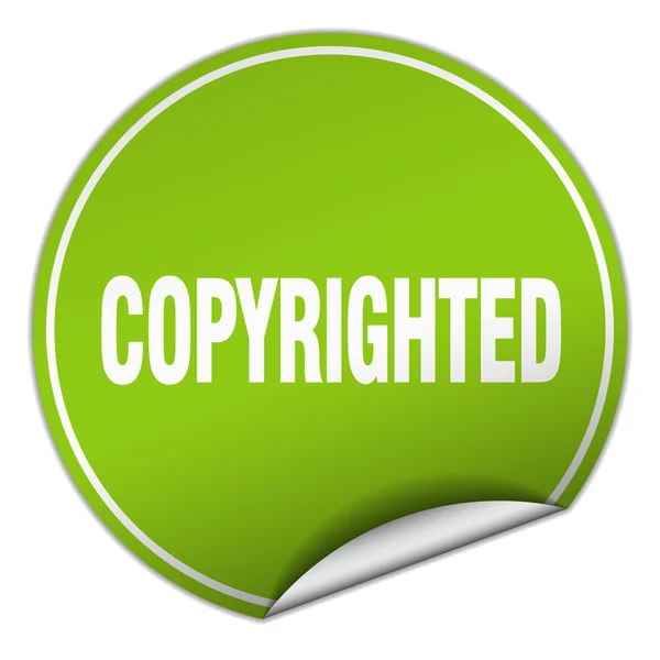 Copyrighted round green sticker isolated on white — Stock Vector