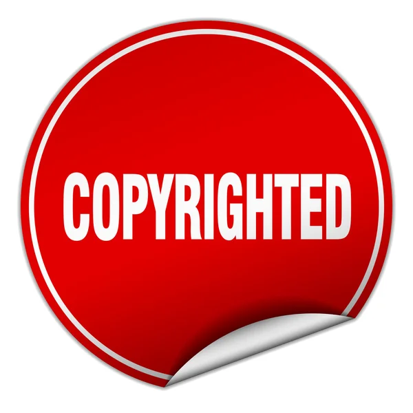 Copyrighted round red sticker isolated on white — Stock Vector