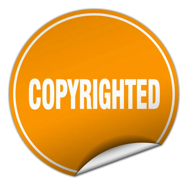 Copyrighted round orange sticker isolated on white — Stock Vector
