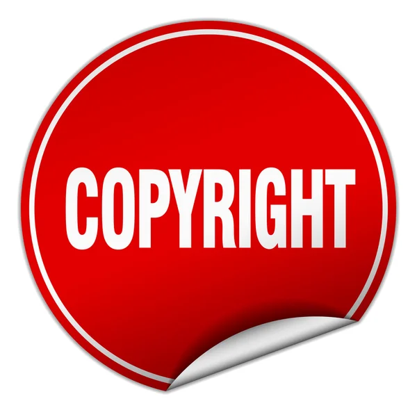 Copyright ronde rode sticker geïsoleerd op wit — Stockvector