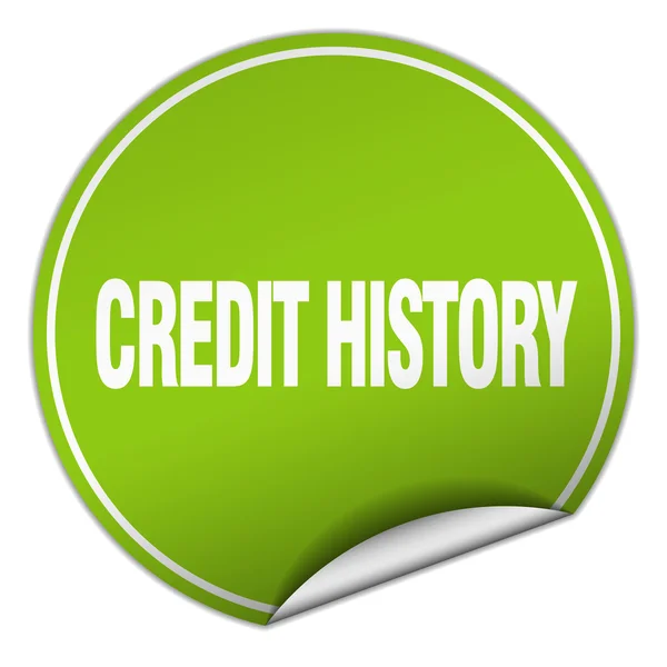 Kredietgeschiedenis ronde groene sticker geïsoleerd op wit — Stockvector