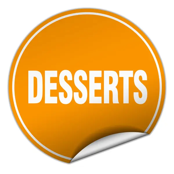 Desserts ronde oranje sticker geïsoleerd op wit — Stockvector