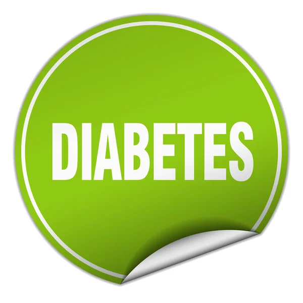 Diabetes runde grüne Aufkleber isoliert auf weiß — Stockvektor