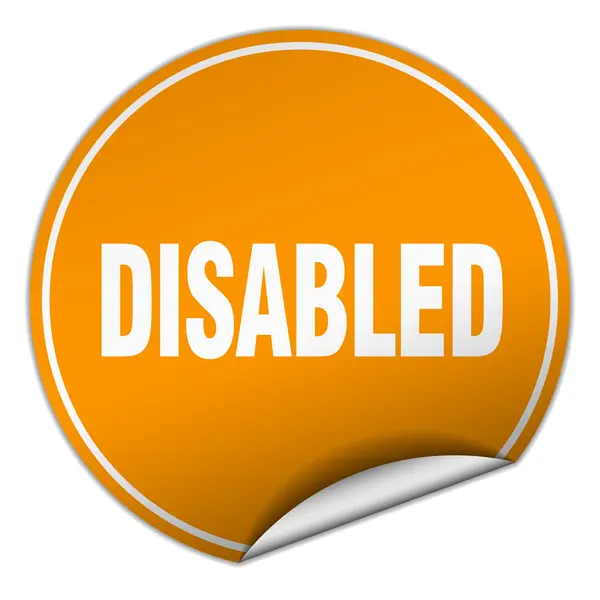 Adesivo arancio rotondo disabilitato isolato su bianco — Vettoriale Stock