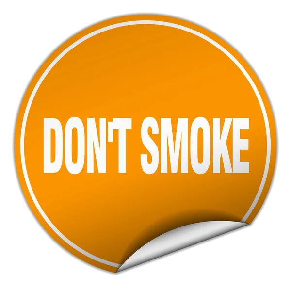 Don't smoke round orange sticker isolated on white — Stock Vector