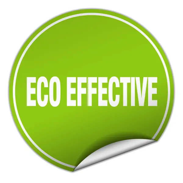 Etiqueta engomada verde redonda eco eficaz aislado en blanco — Vector de stock