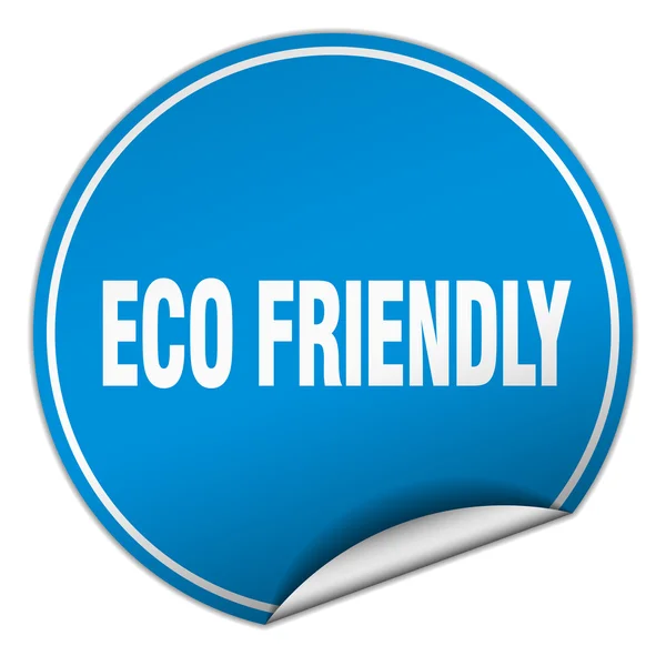 Eco vriendelijke ronde blauwe sticker geïsoleerd op wit — Stockvector