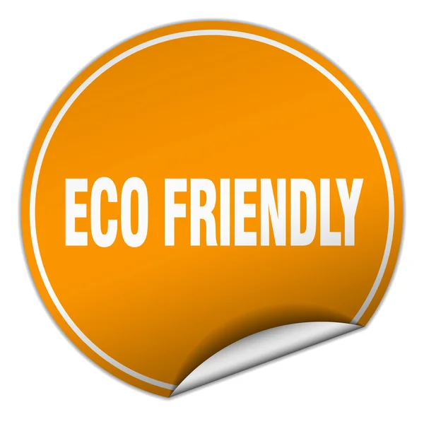 Eco friendly round orange sticker isolated on white — Stock Vector