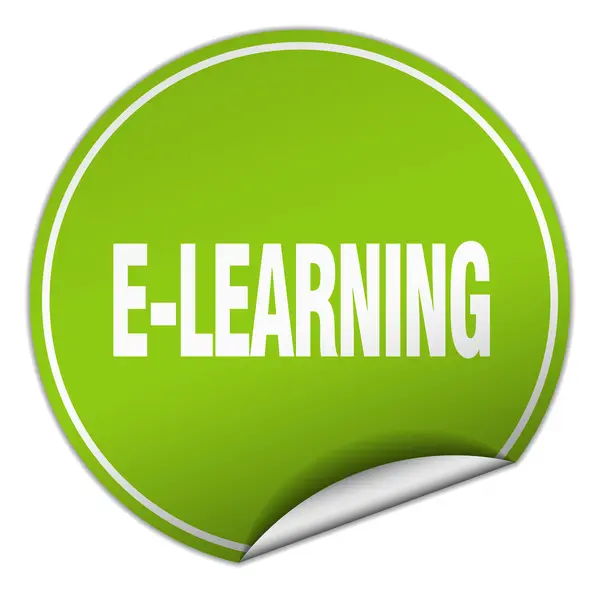 E-learning etiqueta engomada verde redonda aislada en blanco — Archivo Imágenes Vectoriales