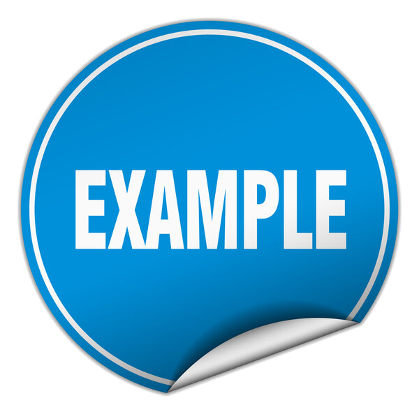 example round blue sticker isolated on white