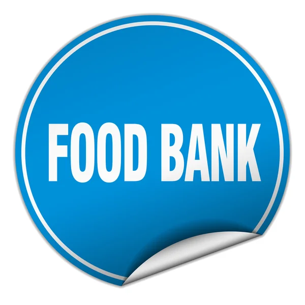 Food bank round blue sticker isolated on white — Stock Vector