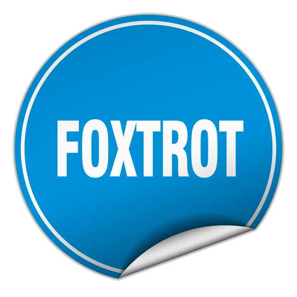 Foxtrot round blue sticker isolated on white — Stock Vector