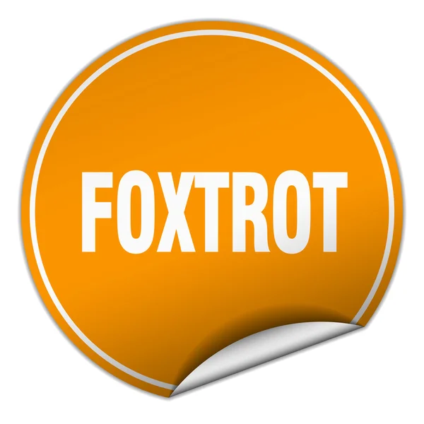Foxtrot round orange sticker isolated on white — Stock Vector
