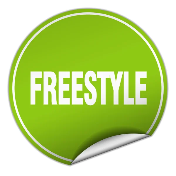 Freestyle runde grüne Aufkleber isoliert auf weiß — Stockvektor