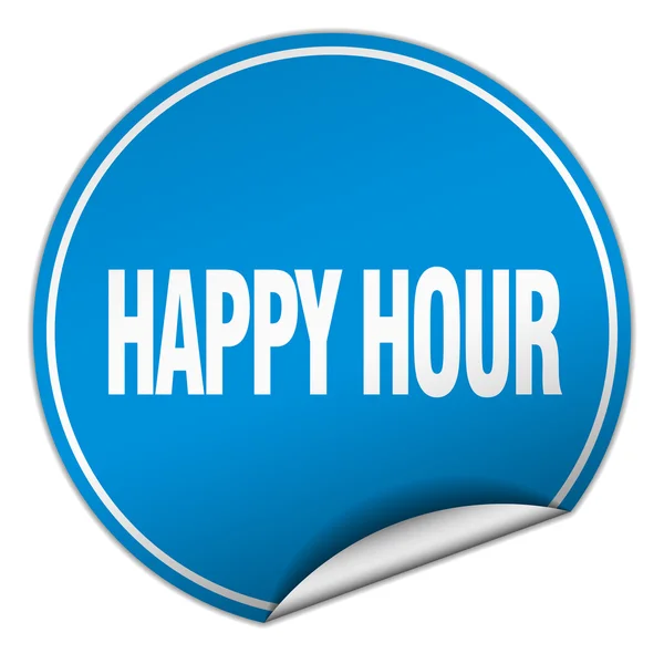 Happy hour autocollant rond bleu isolé sur blanc — Image vectorielle