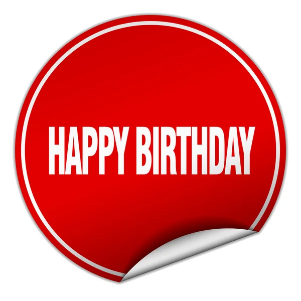 Happy birthday round red sticker isolated on white — Stock Vector