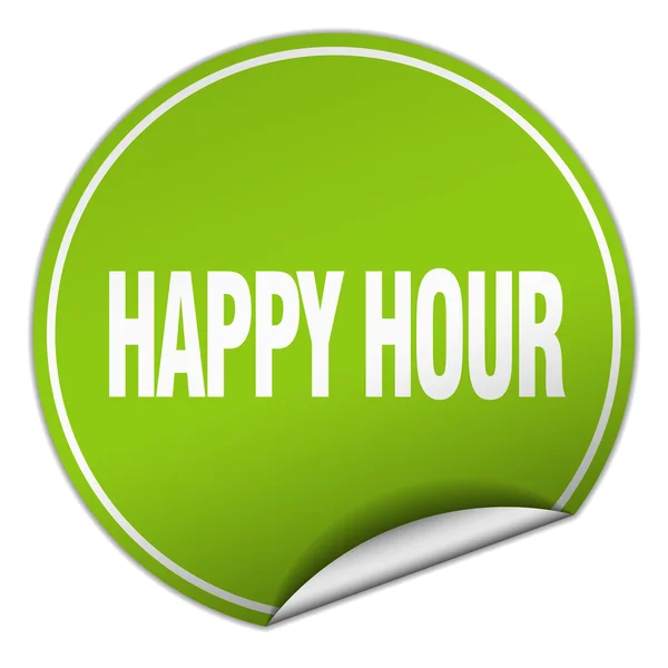 Happy hour okrągły zielony naklejki na białym tle — Wektor stockowy