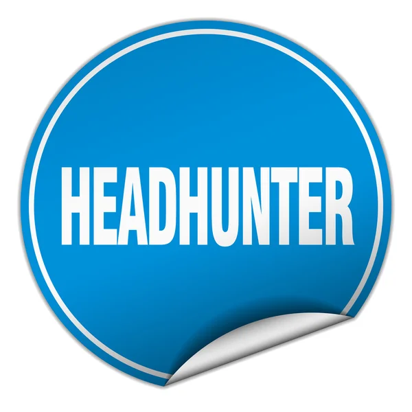 Headhunter ronde blauwe sticker geïsoleerd op wit — Stockvector