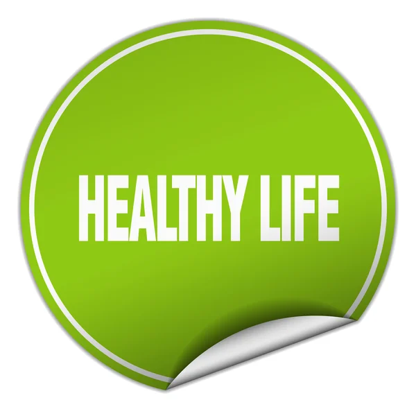 Healthy life round green sticker isolated on white — Stock Vector