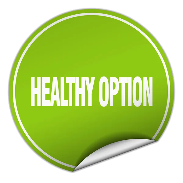 Healthy option round green sticker isolated on white — Stock Vector