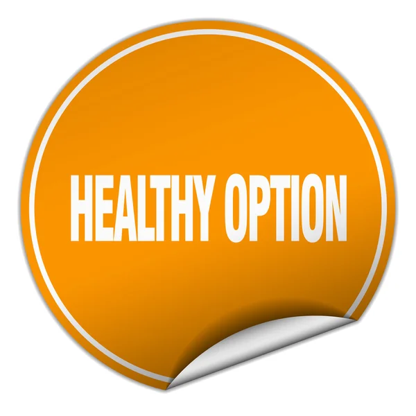 Healthy option round orange sticker isolated on white — Stock Vector