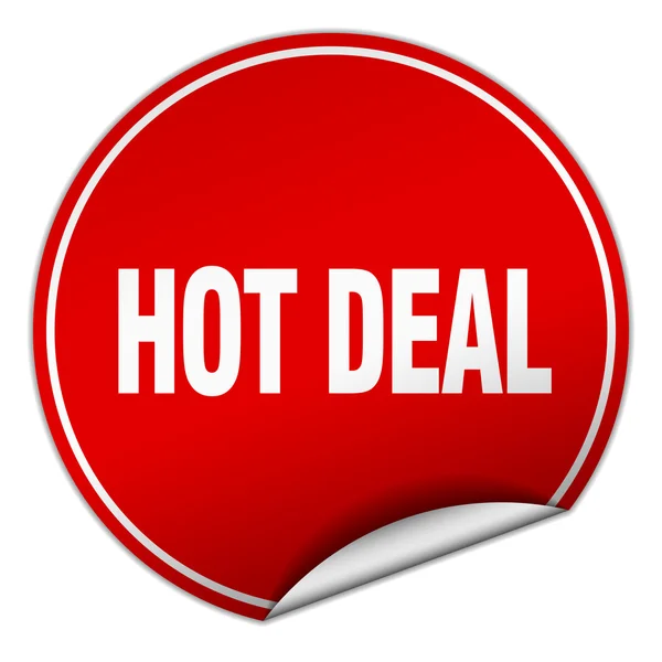 Hot deal round red sticker isolated on white — Stock Vector