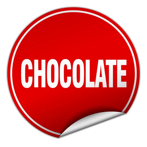 Chocolate round red sticker isolated on white — Stock Vector