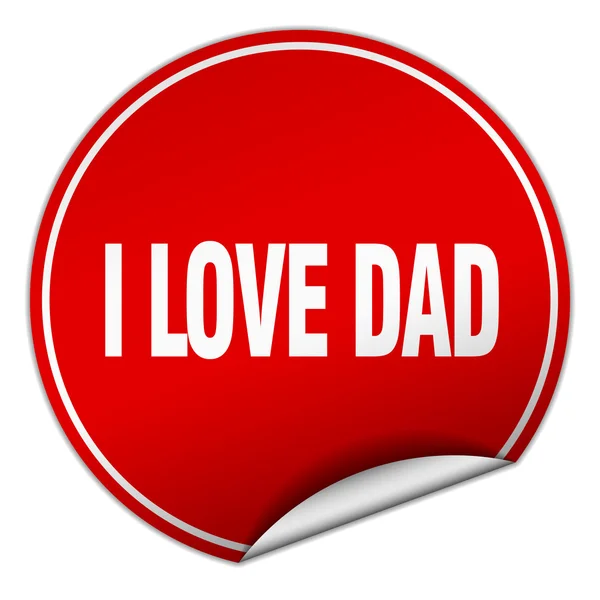 I love dad round red sticker isolated on white — Stock Vector