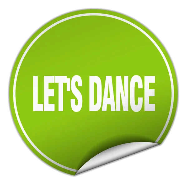 Let 's dance round green sticker isolated on white — стоковый вектор