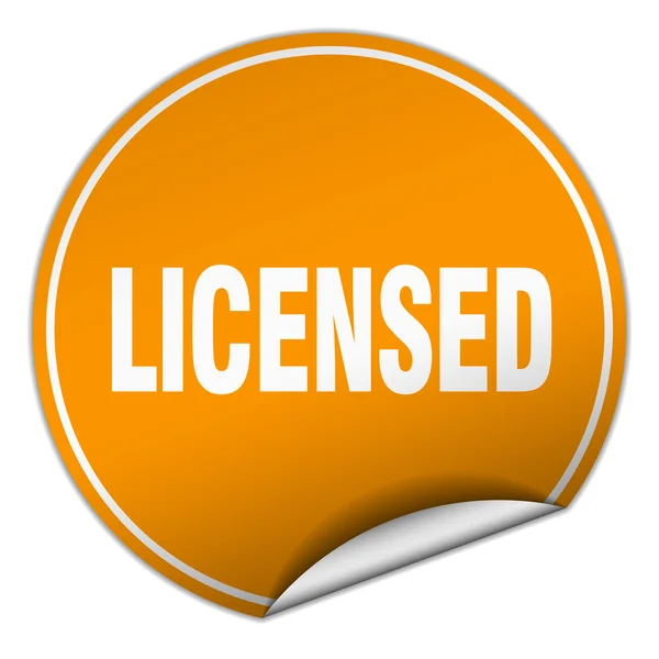Licensed round orange sticker isolated on white — Stock Vector